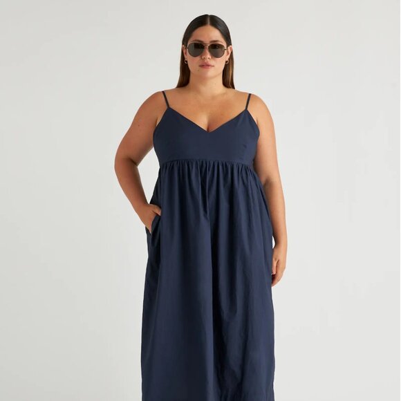 Quince - 100% Organic Cotton Sleeveless Maxi Dress in Navy - Picture 5 of 9